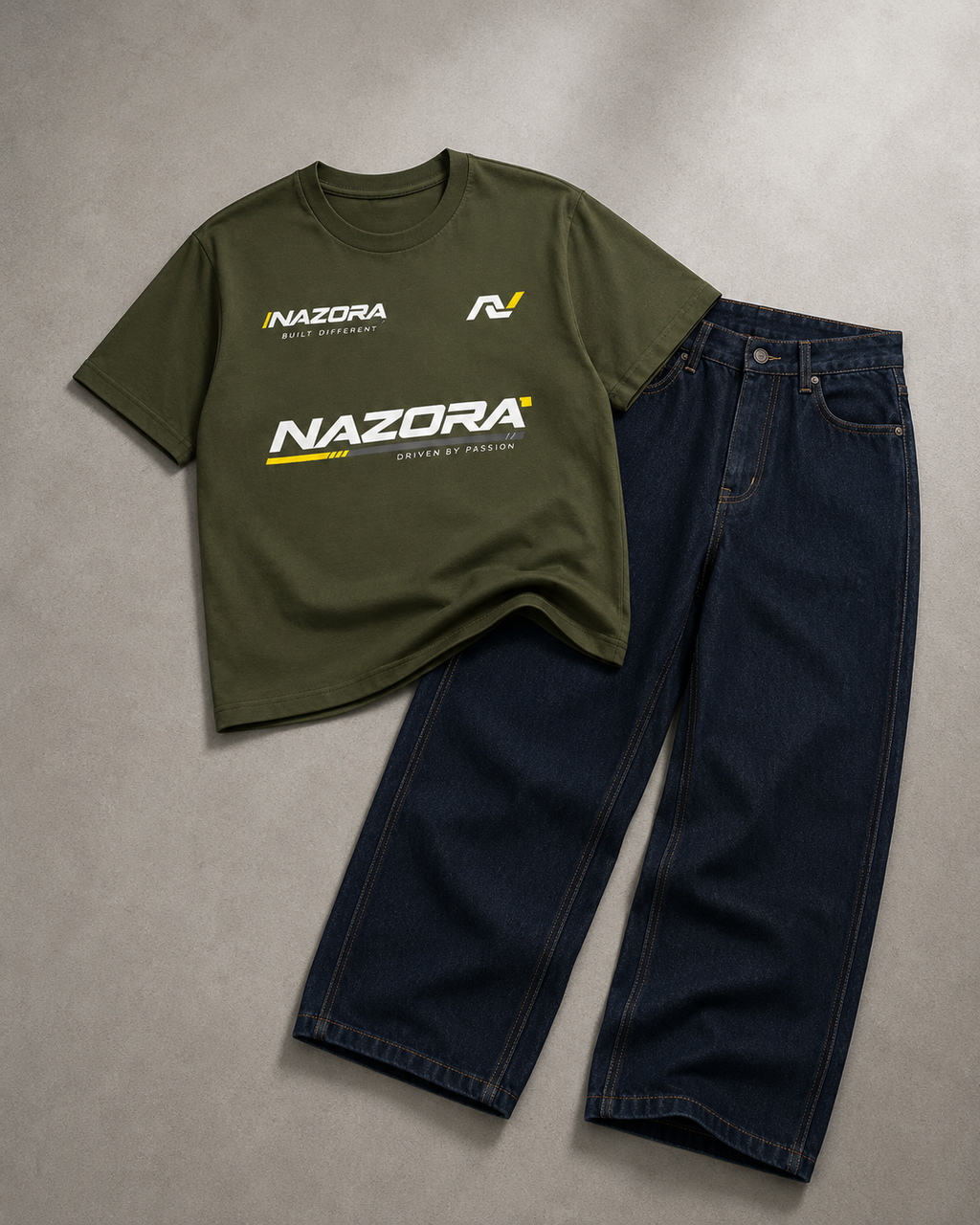 Nazora Urban Drift Red Graphic Tee & Premium Baggy Jeans Outfit