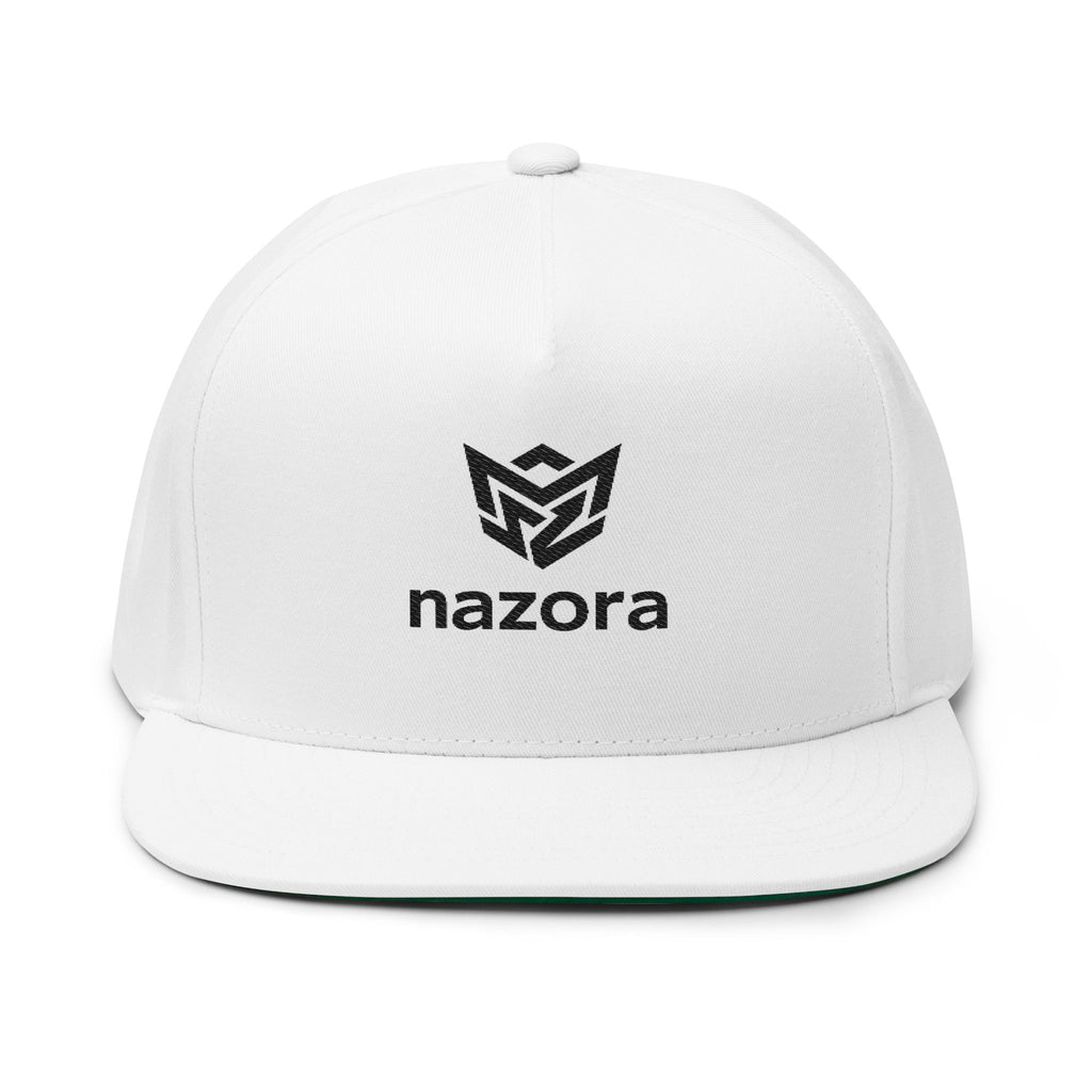 Embroidered Flat Bill Cap — Nazora Logo Snapback