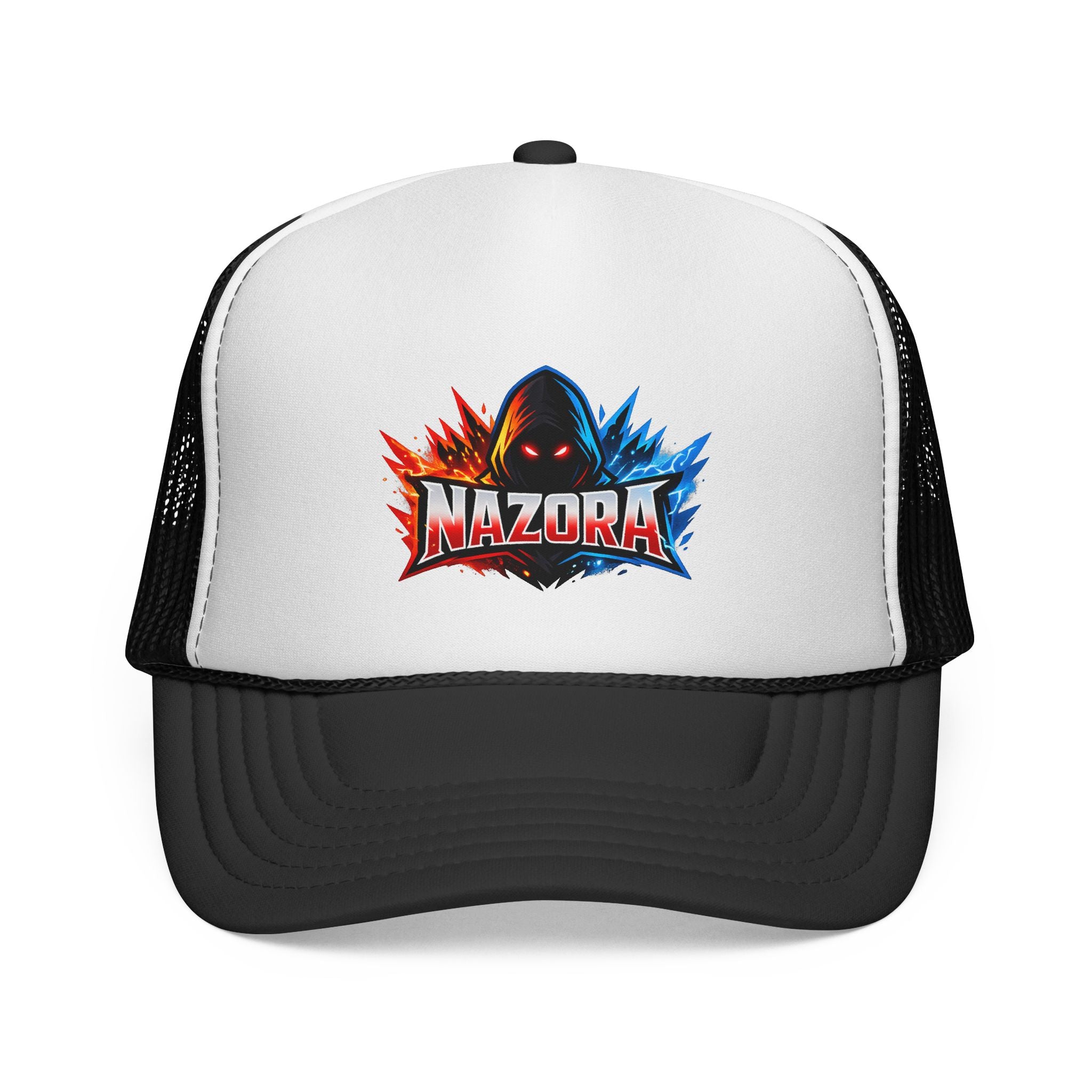 Nazora Gamer Trucker Cap — Fire & Ice Logo Mesh Hat