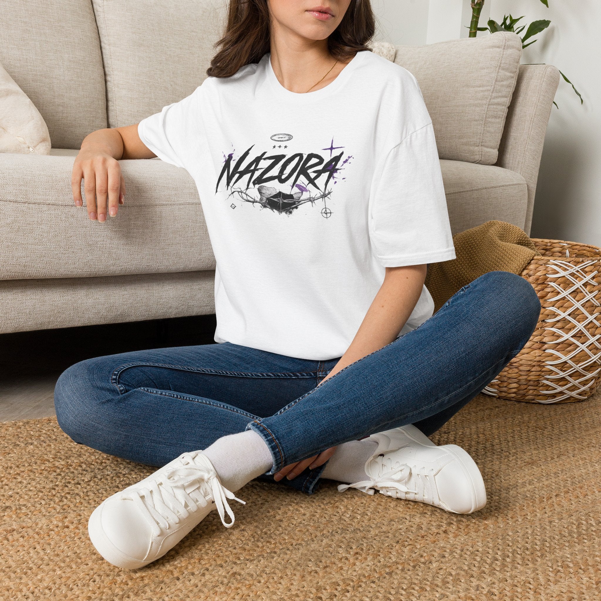 Nazora Graphic T‑Shirt — Edgy Urban Streetwear Tee with Gothic Script