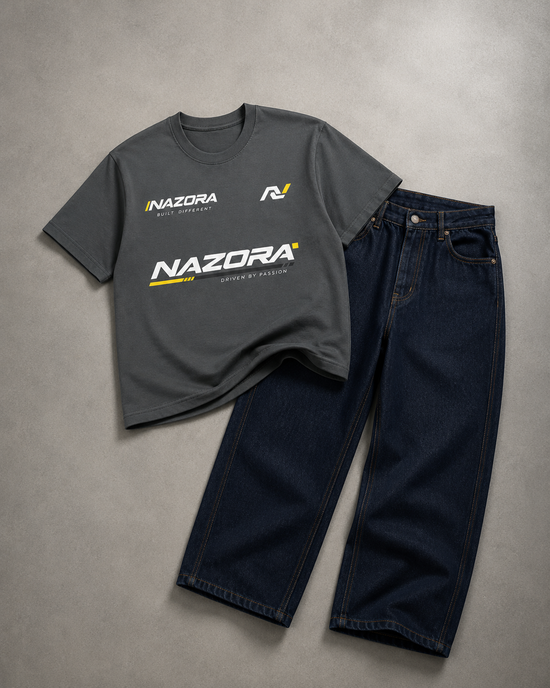 Nazora Urban Drift Red Graphic Tee & Premium Baggy Jeans Outfit