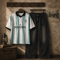 Nazora Heritage Stripe Shirt & Vintage Wash Barrel Leg Jeans