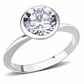 3W1487 - Rhodium Brass Ring with AAA Grade CZ  in Clear