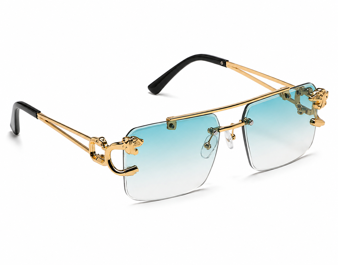 Nazora Royale™ – Gold Rimless Blue Gradient Luxury Sunglasses