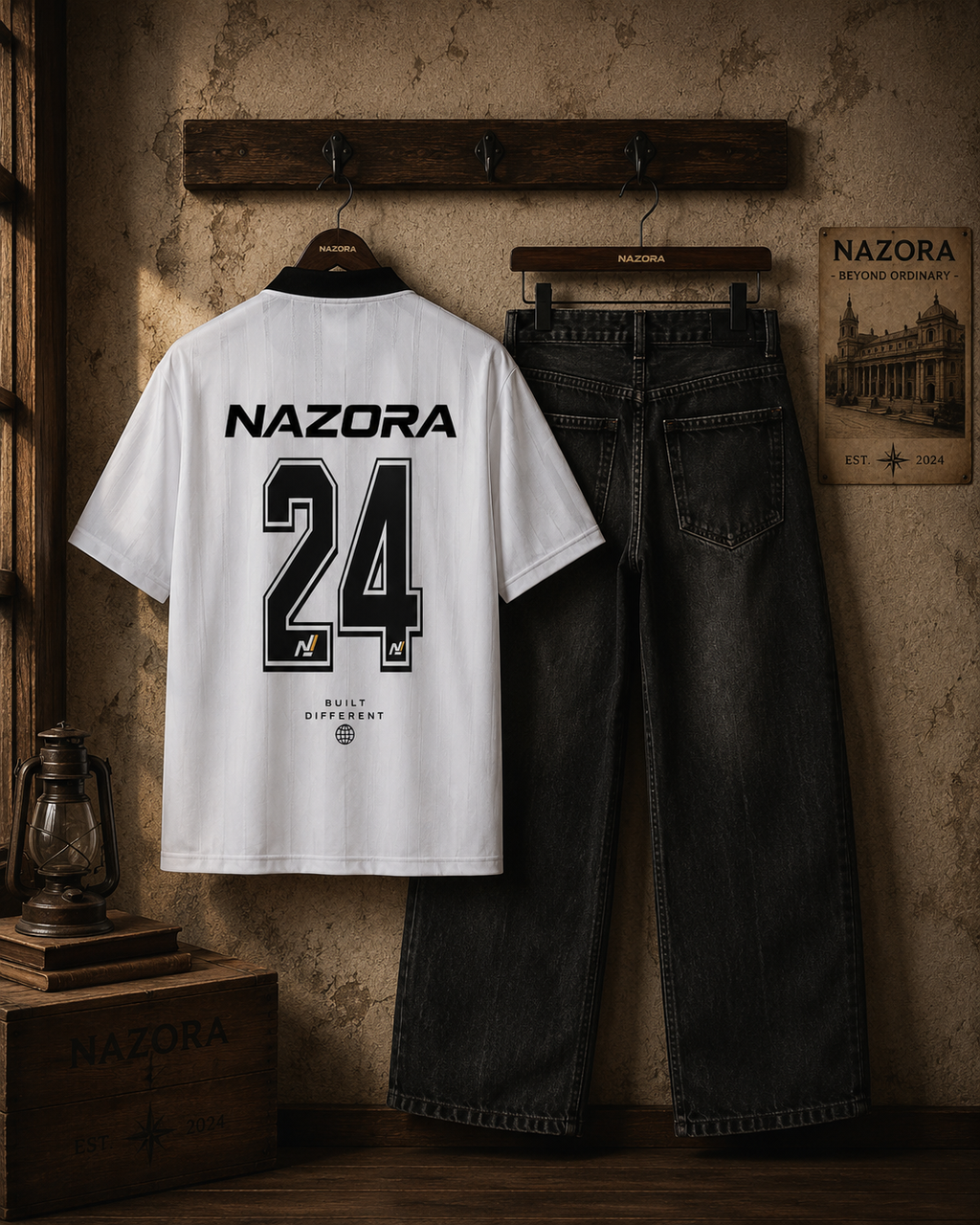 Nazora Signature Shirt & Vintage Wash Barrel Leg Jeans