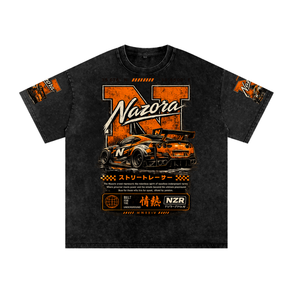 Nazora Tokyo Drift Snow Washed Oversized Cotton T-Shirt