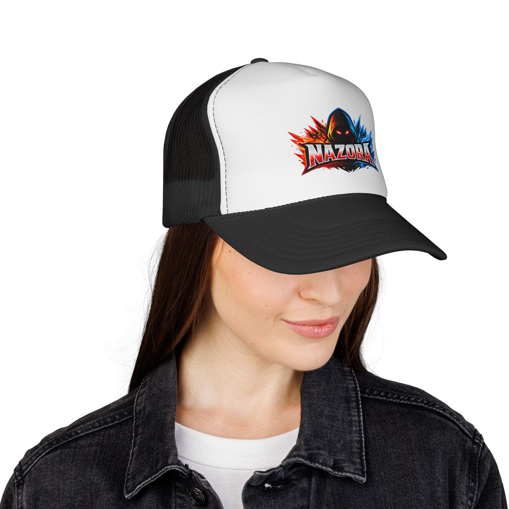 Nazora Gamer Trucker Cap — Fire & Ice Logo Mesh Hat