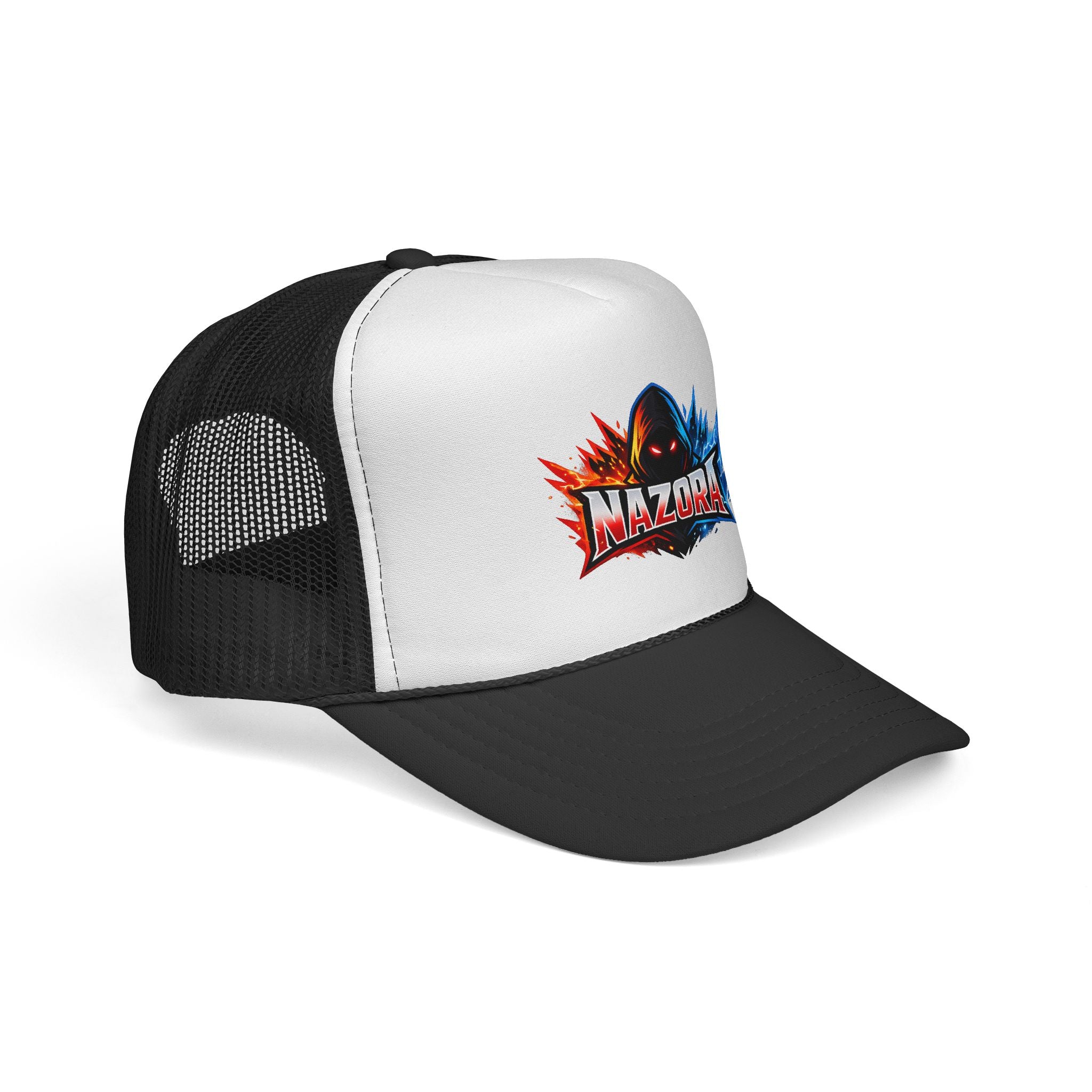 Nazora Gamer Trucker Cap — Fire & Ice Logo Mesh Hat