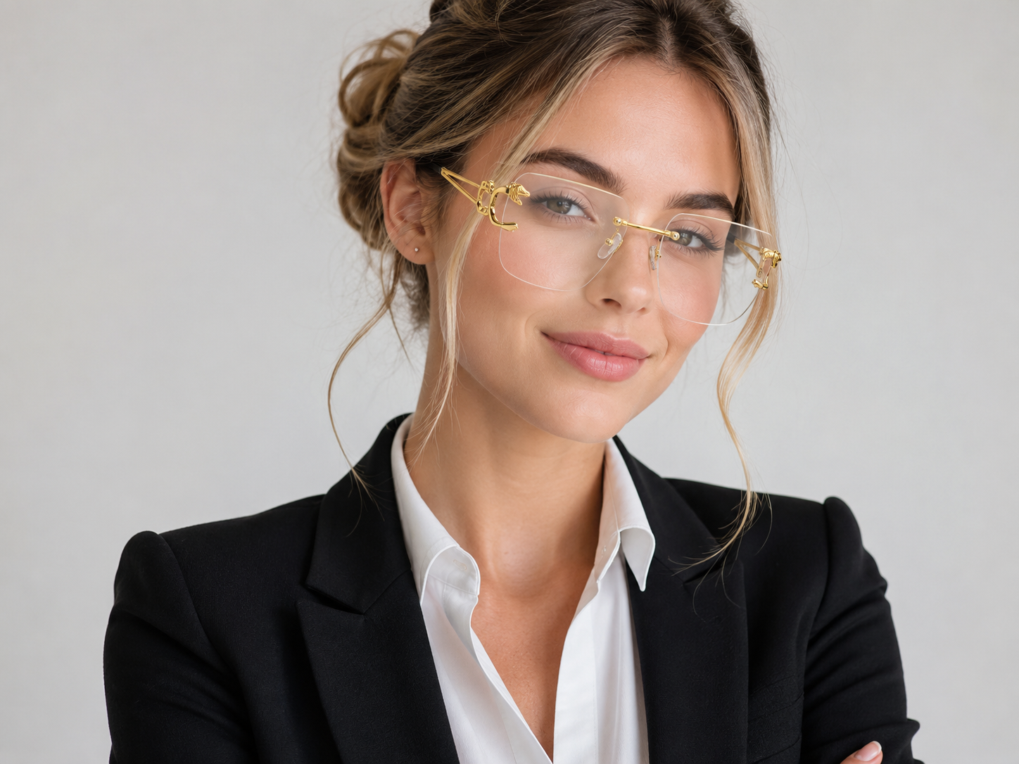 Nazora Clarity™ Luxury Rimless Clear Glasses