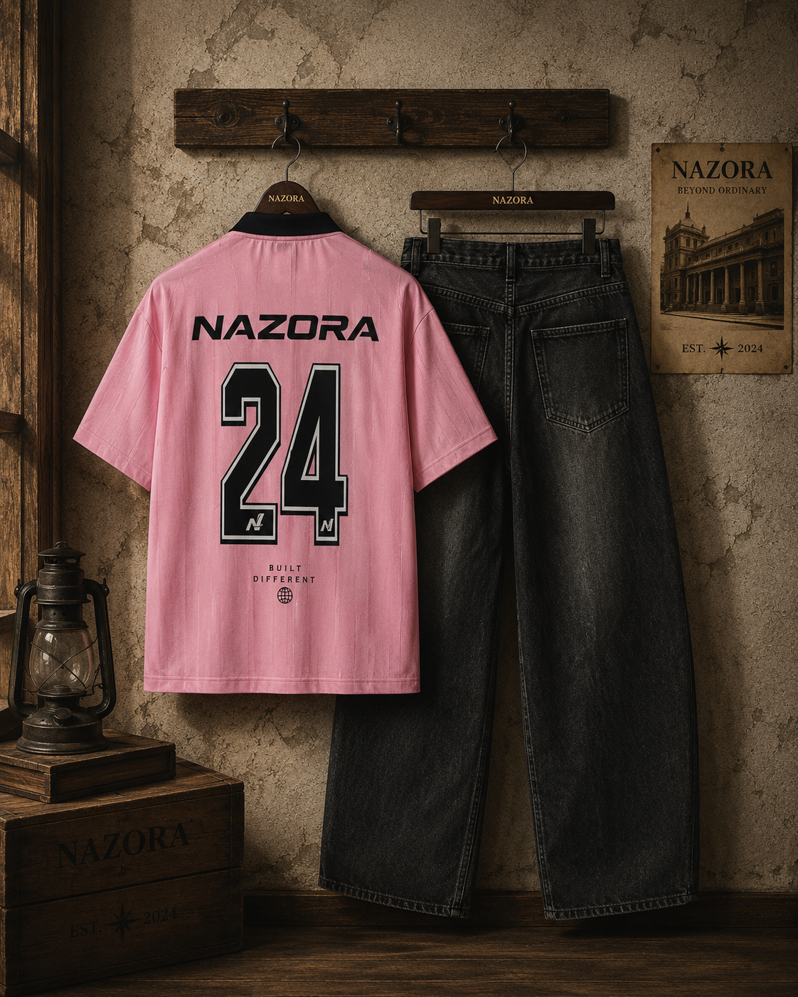 Nazora Signature Shirt & Vintage Wash Barrel Leg Jeans