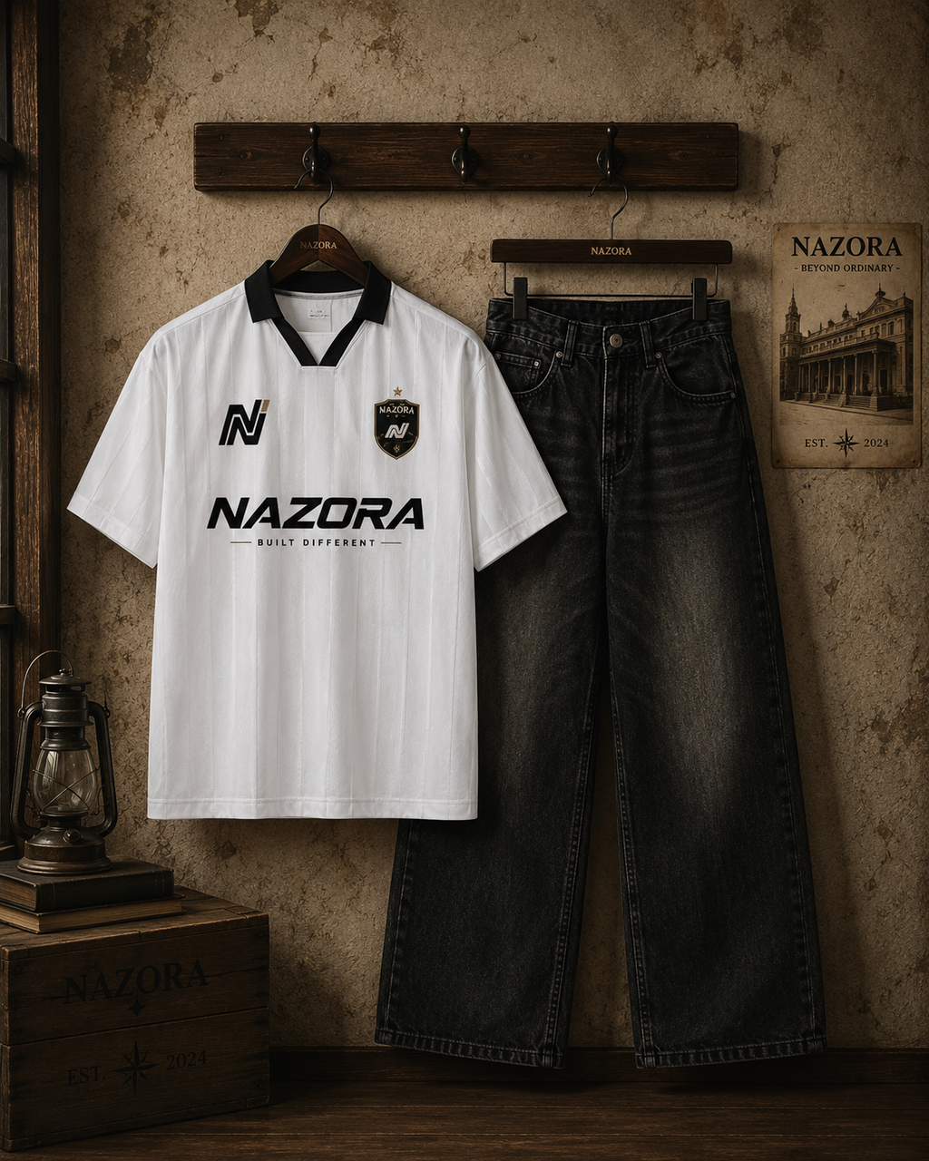 Nazora Signature Shirt & Vintage Wash Barrel Leg Jeans