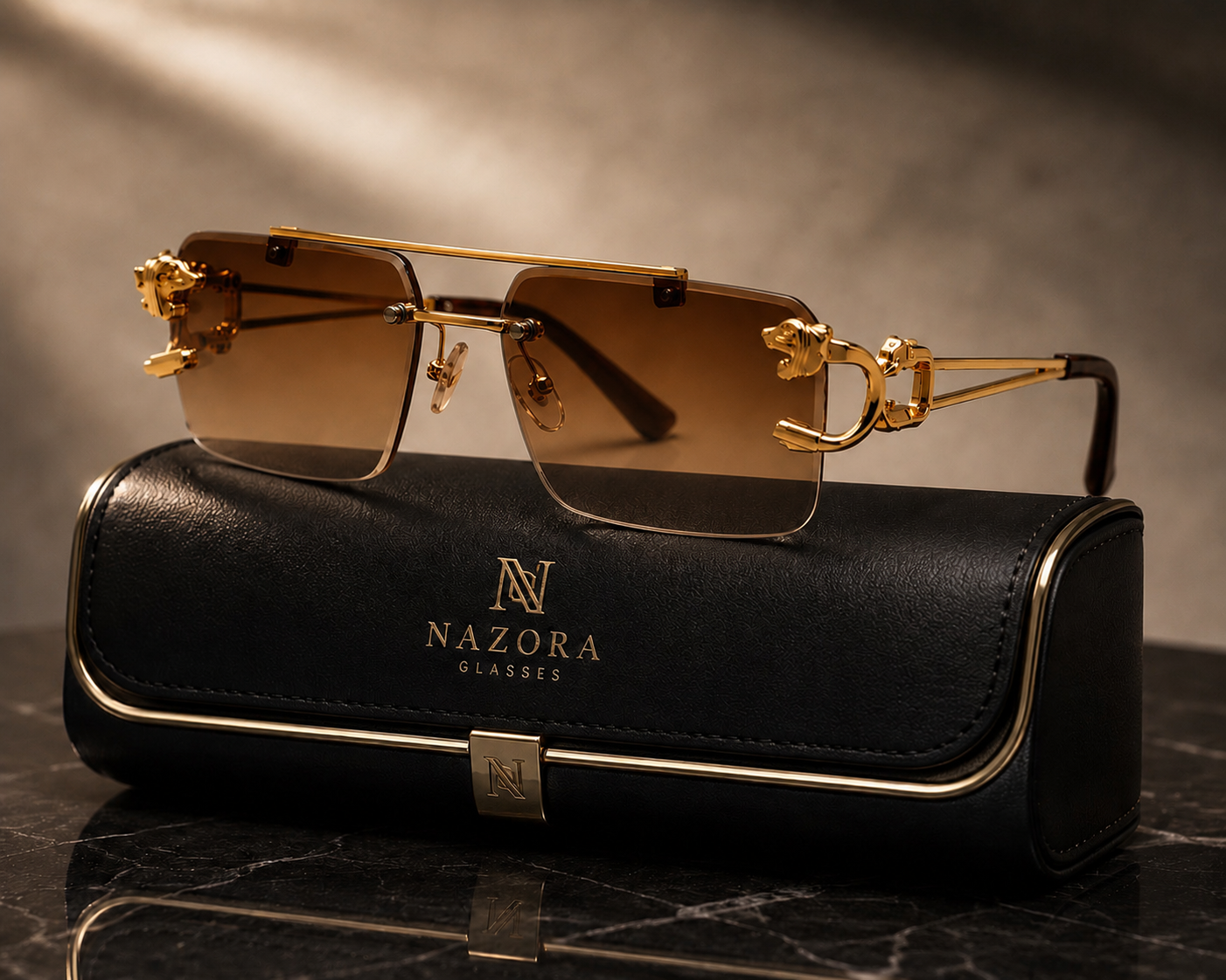 Nazora Ember™ Luxury Rimless Brown Gradient Sunglasses