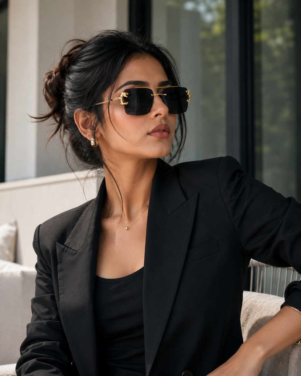 Nazora Phantom™ Luxury Rimless Black Sunglasses