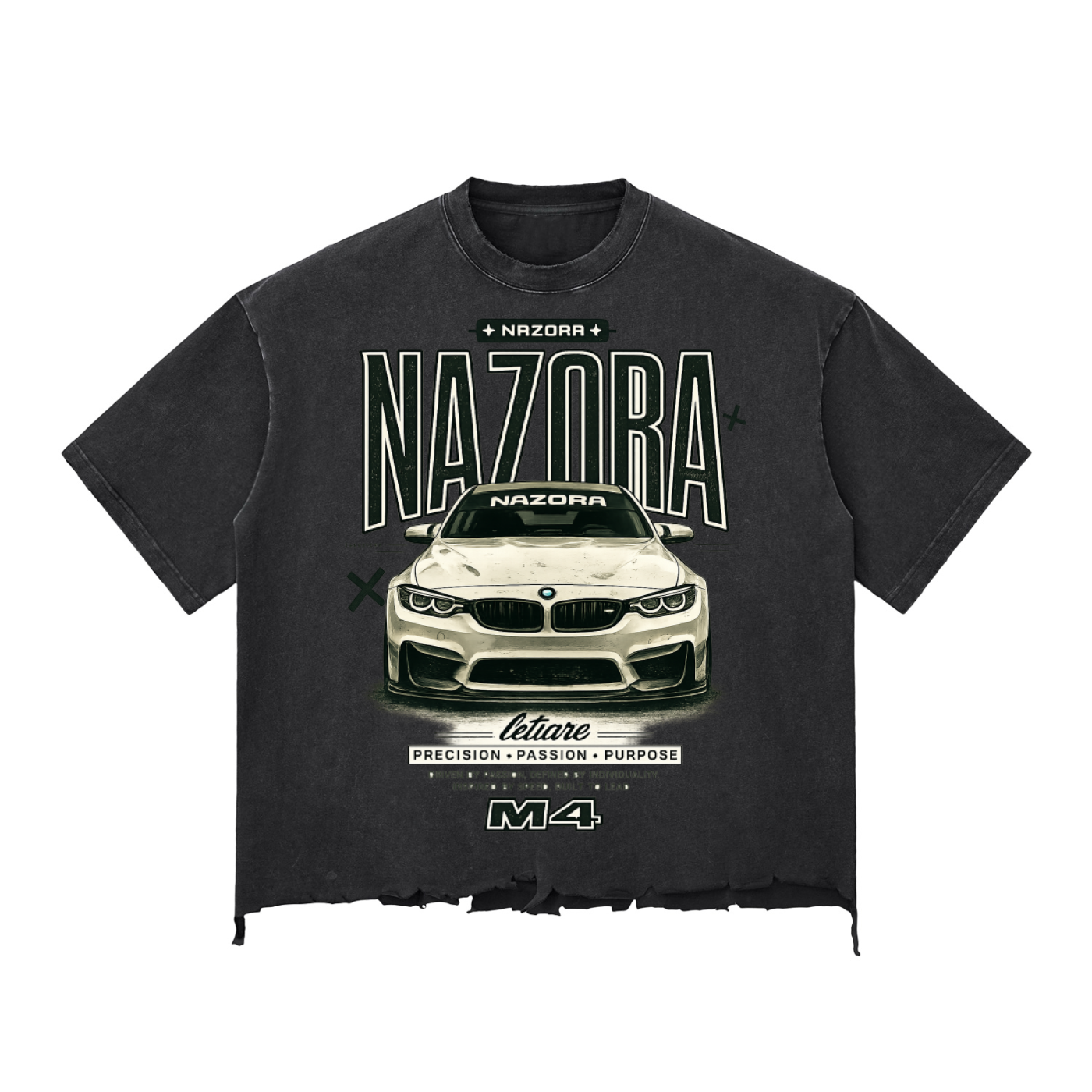Nazora M4 Comp Snow Wash Raw-Hem Boxy T-shirt