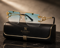 Nazora Royale™ – Gold Rimless Blue Gradient Luxury Sunglasses