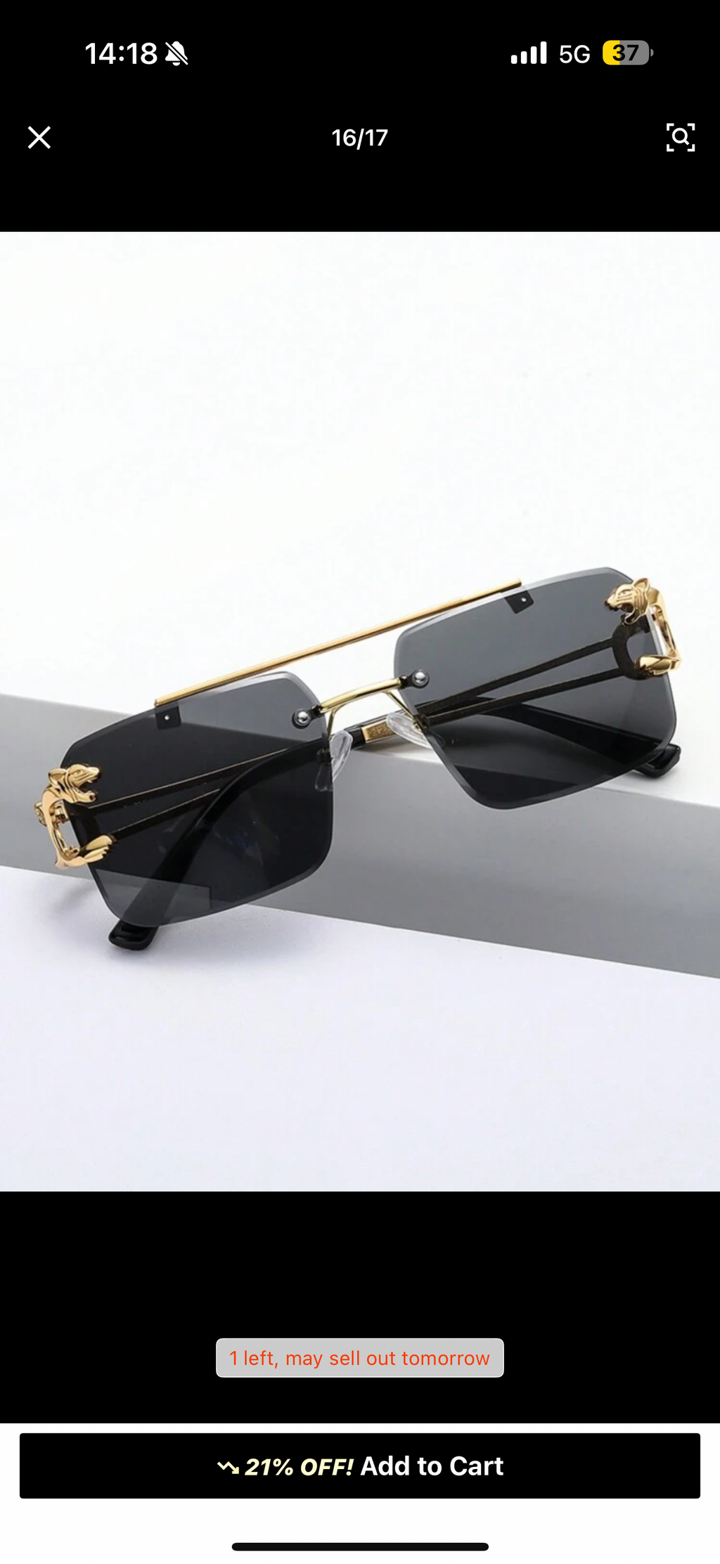 Nazora Phantom™ Luxury Rimless Black Sunglasses