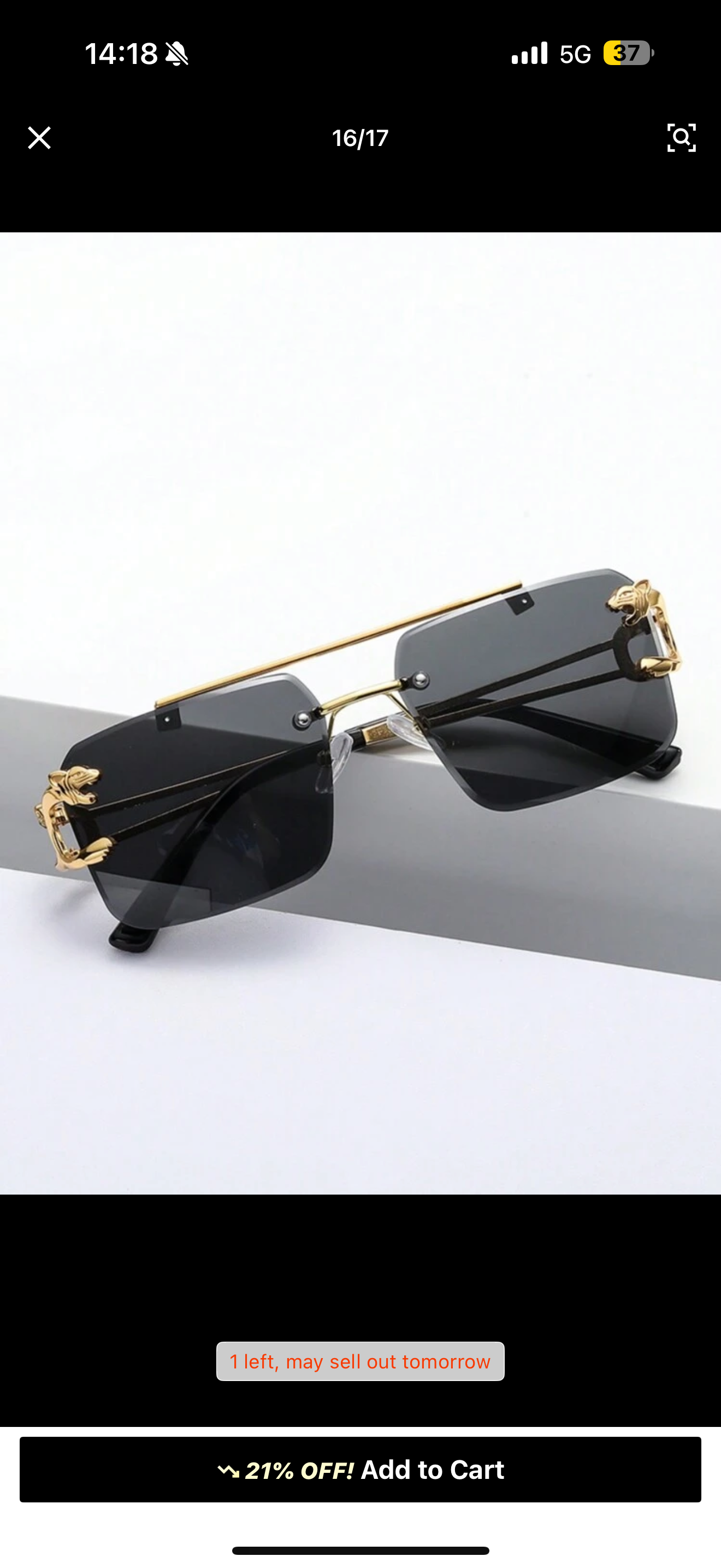 Nazora Phantom™ Luxury Rimless Black Sunglasses