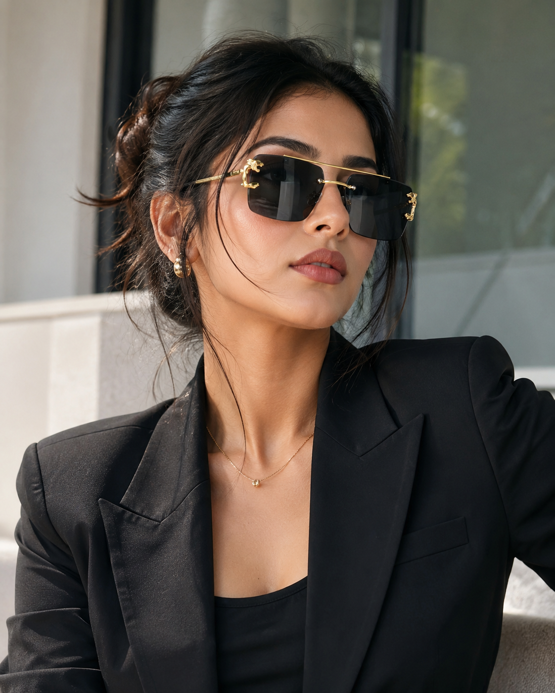 Nazora Phantom™ Luxury Rimless Black Sunglasses