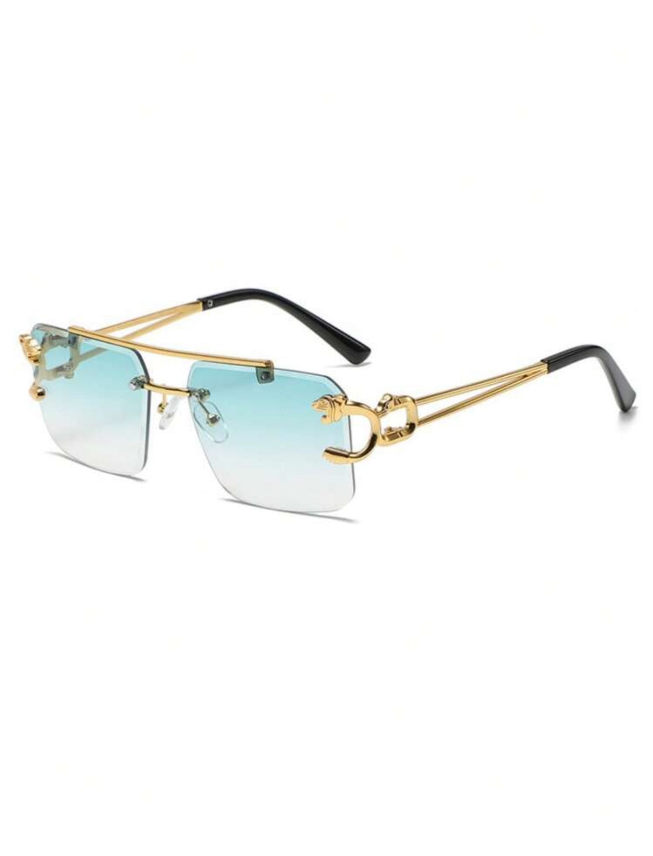 Nazora Royale™ – Gold Rimless Blue Gradient Luxury Sunglasses