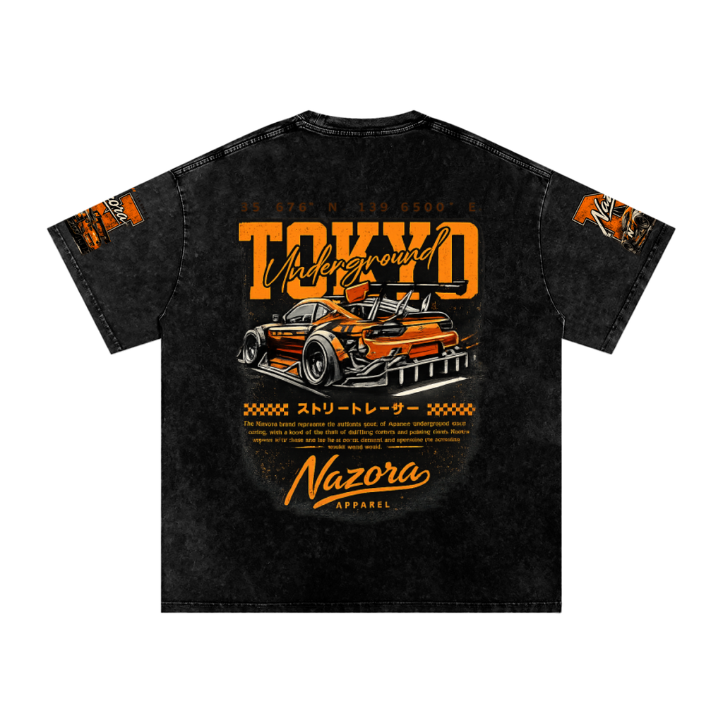 Nazora Tokyo Drift Snow Washed Oversized Cotton T-Shirt